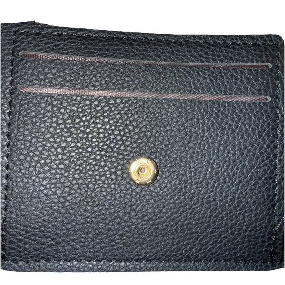 NWT Black Faux Textured Leather Card Wallet Coin Purse With Key Ring. - Picture 5 of 5